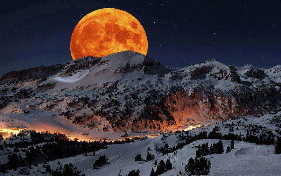 Super Moon rising above Sierra Nevada Sequoia National Park, California